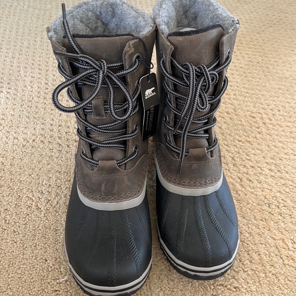 Br New Sorel Womens Black Olv Slimpack Lace II NL2348 213 Waterpf Snow Boots 7